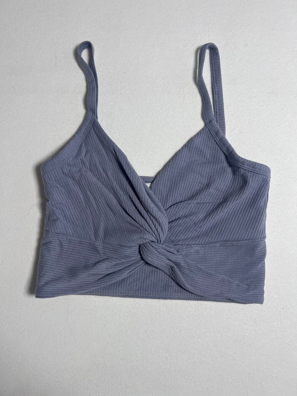 Aritzia Wilfred Bay Tank XS Lavender Purple Ribbed Twist Front